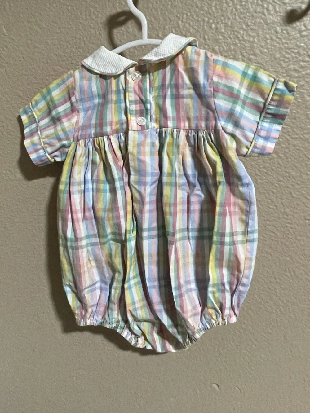 Pastel Plaid Peter Pan Collar Baby Romper